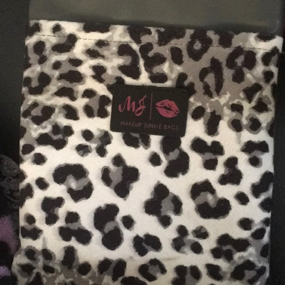 Leopard Print Bag with Gray Accents Gold Chain - Makeup Junkie Brand